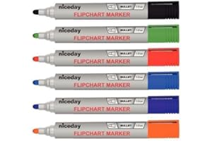 niceday Flipchart Markers Bullet - 1 Black 1 Blue 1 Red 1 Green 1 Orange 1 Purple