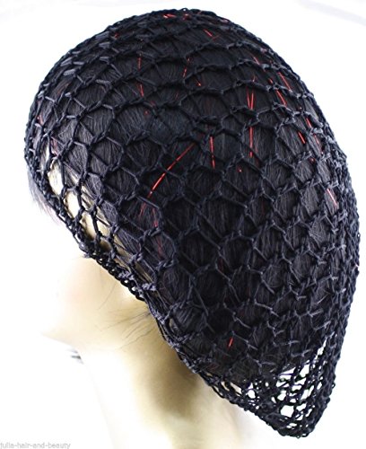 THICK HAIR NETS ELASTICATED SNOOD 1940s STYLE ONE SIZE FITS ALL (Black)