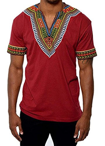 Outgobuy Männer African Print Dashiki T-Shirt Tops Unisex Casual T-Shirt (M, Rot) Outgobuy Männer African Print Dashiki T-Shirt Tops Unisex Casual T-Shirt (M, Rot)