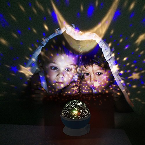 GRDE® projektion lampe Geburtstag lampe Weihnachtsgeschenke Romantische Lamp Dekorative Leuchten Innenleuchten 4 led Nachlicht Sun und Stern Beleuchtung Lampe 360 Grad entspannende Stimmung Licht projektor Baby Kinder zimmer Schlafzimmer Kinder Zimmerfür Weihnacht Geburtstag Ferien Partei(Blau) - 7