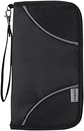 SanHoo RFID Blocking Travel Wallet & Passport Holder-an All in One Travel Organizer for Passport/ ID Card /Boarding Pass /Mobile Phone-Color Black