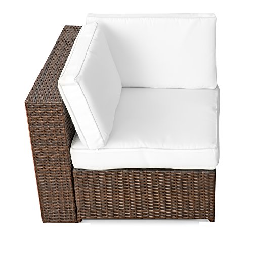 XINRO (1er) Polyrattan Lounge Eck Sessel – Gartenmöbel Ecksessel Rattan – durch andere Polyrattan Lounge Gartenmöbel Elemente erweiterbar – In/Outdoor – handgeflochten – braun - 2