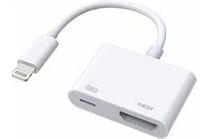 FUHAYA HDMI Adapter für iPhone, [Apple MFi Zertifizierung] HDMI Digital AV Adapter Lightning 1080P Video Audio Sync Screen Converter mit Lightning Ladeanschluss, Kompatibel mit HDTV/Monitor/Projector