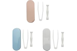 LUENHEGO 3 Packs Contact Lens Applicator Contact Lens Remover Tools and Contact Lens Tweezers Contact Lens Suction Stick Handler with Storage Case, Pink, Blue, White, Small