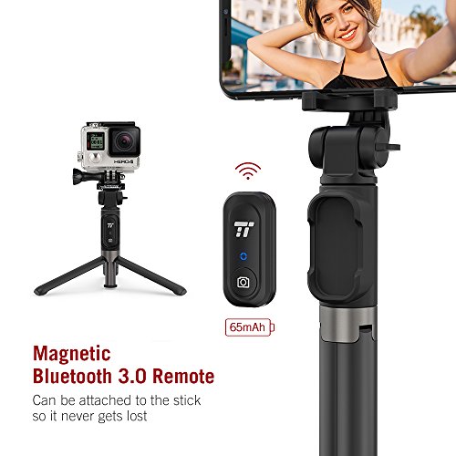 Bastone Selfie TaoTronics Selfie Stick Tripode Estensibile Treppiedi in Alluminio con Telecomando Bluetooth 3.0, Batteria Ricaricabile, Compatibile con Smartphone Android / iOS, o Action Camera con Vite di Montaggio da 1/4â€