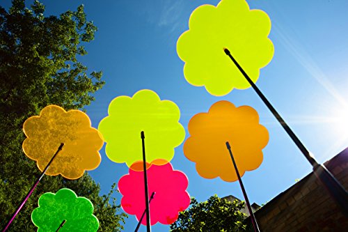 Blumen Sonnenfänger – 6 Hochwertige Sonnenfänger in Blumenform mit Ø 20cm Durchmesser – inkl. 12x 40cm Glasfaser-Schwingstäbe und 6x Verbindungsstücke - 5