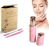 Women’s Facial Hair Remover – New Shaver Razor Trimmer Epilator Beauty Kit – Painless Quick Effective – Gold Plated Head Eyebrow Razor and Threading Tool - Removes Unwanted Peach Fuzz Body Chin and Upper Lip Hair – Portable Waterproof Battery Operated