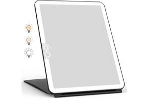 WEILY Specchio Trucco con 72 Luci LED, Touch Screen Tre Colori Regolabile Illuminato Specchio Trucco, 2000 mAh USB Ricaricabile Specchio da Viaggio (Nero)