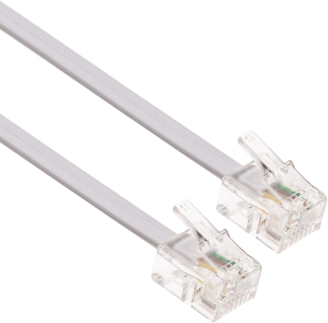RJ11 Cable ADSL 5m de Extensión Telefónico Conector Telecom de Banda Ancha de Internet de Alta Velocidad de Macho a Macho Enrutador y Módem a RJ11 Enchufe de Teléfono, Microfiltro (Blanco)