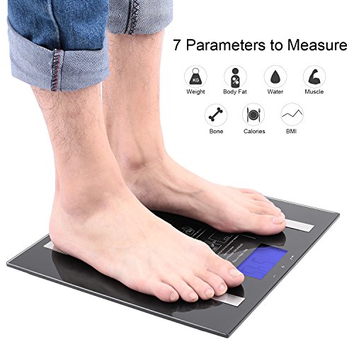 Thinp Waage Personenwaage Fettwaage LED Digital für Badezimmer -Maßnahmen Körperfett , Wasser, Muskeln, Knochen, Kalorien- & BMI (Kg/St/Lb) - 2