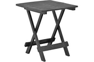 vidaXL Folding Garden Table in Anthracite - Durable Plastic Outdoor Furniture for Patio, Deck, Garden | Rectangular, Slatted and Foldable Design