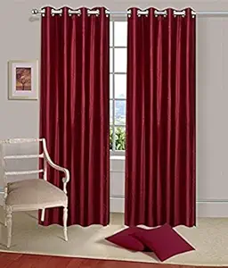 Home cloud curtains for long door 10 feet set of 6 piece plain [ 48 inch x 120 inch ] door and window cotton & polyester blend under combo offers 70% blackout - for curtains living room-in hall - girls , kids room - color - maroon