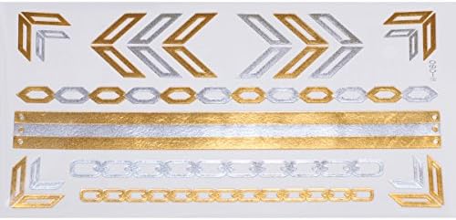Gold Silver | Metallic Jewelry Flash Tattoo stickers W-080, 21x11cm