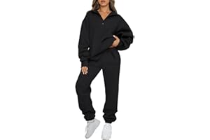 JFAN Survêtements Femme Ensemble 2 Pièce Ensemble Sport Jogging Sweat Manches Longues Zippé Col V Chaud Set Pantalon Casual Outfit