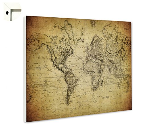 Magnettafel Pinnwand Memoboard mit Motiv Weltkarte Antik Größe 100 x 80 cm