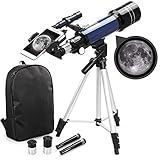[Telescopio de alta potencia] Dos oculares reemplazables (H6mm H20mm) satisfacen sus diferentes necesidades de observación. Obtendría un aumento de 1.5X y 3X centrándose en las cosas con el ocular de montaje 1.5X y la lente Barlow 3X. Aumentan el poder de este telescopio de observación de estrellas para permitirnos enfocar la luna y las estrellas fácilmente.