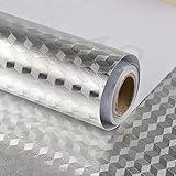 Papel tapiz para la pared de la cocina, fácil corte y recorte: papel tapiz autoadhesivo para pelar y pegar, fácil pegado y remoción. Fácil de aplicar para una actualización de backsplash de cocina rápida y elegante. Estos azulejos de textura de cáscara de naranja de plata se pueden cortar para adaptarse a su espacio.