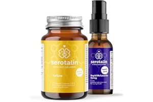 ‎SEROTALIN Serotalin® Mood & Sleep Set mit 1x YELLOW Kapseln mit Johanniskraut & Griffonia (60 Stk) und 1x liposomales Melatonin Einschlafspray mit Baldrian ohne Alkohol (30ml)