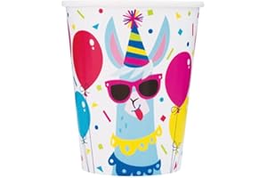 Unique Party Supplies 73226 Papierbecher - 266 ml - Lama-Geburtstagsfeier - 8er-Pack