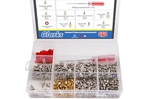 Glarks 660-Pieces Phillips Head Computer PC Spacer Screws Assortment Kit for Hard Drive Computer Case Motherboard Fan Power Graphics (Extra: Phillips Screwdriver)