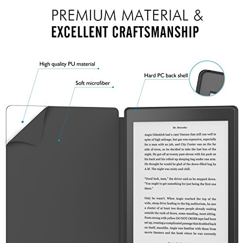 MoKo Kobo Aura One 7.8 Hülle – Ultra Lightweight Slim PU Tasche Smart Shell Case Cover mit Standfunktion für Kobo Aura One 7.8″ e-Reader 2016, Schwarz (mit Auto Schlaf / Wach Funktion) - 6