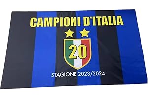 UPSHELL Bandiera Neroazzurra Grande a Strisce 100 * 150 cm - Stagione 2023/24-20° Scudetto e Seconda Stella