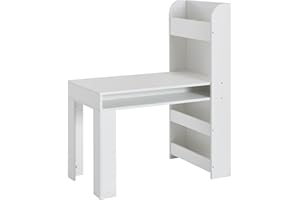 FineBuy scrivania per Bambini Bianca 90x50x110 cm Tavolo da Pittura cameretta con ripiano | Tavolo per Bambini Moderno | Scrivania per Studenti con Spazio di archiviazione | Banco di Scuola Stretto