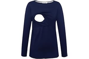 Smallshow Mujer Top Camiseta Premamá Lactancia De Manga Larga 3 Pack