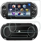 AFUNTA Films de Protection d'Ecran pour Sony Playstation Vita 2000, 2 Pack (4 Pièces) Films en Verre Trempé pour Écran et Fil