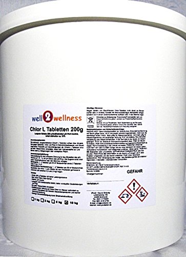 Chlor L Tabletten 200g - langsam lösliche Chlortabletten a 200g mit 90% Aktivchlor, 10 kg