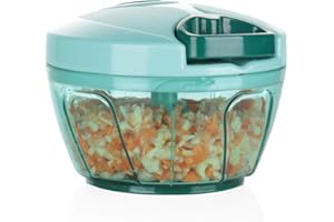 Ourokhome Portable Pull Onion Chopper- Manual Slicer for Vegetables, Fruits, Garlic (Blue)