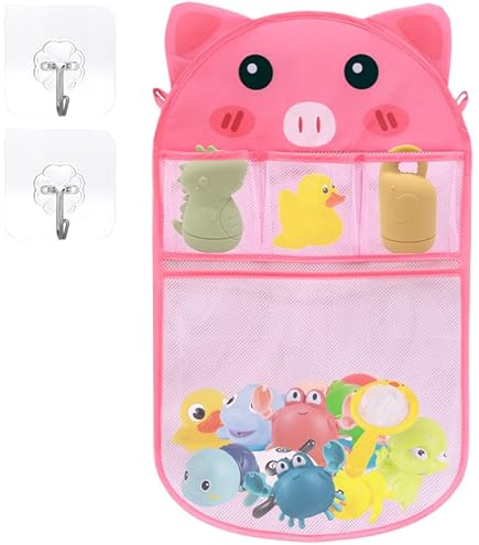 Filet Rangement Jouets De Bain - Avec Crochets Ventouse, Grande Capacité, Couleur Jaune