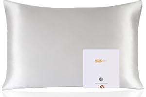 ZIMASILK Funda de Almohada de Seda de Morera 100% para el Cabello y la Piel, Ambos Lados de Seda de Momme 19, 1pc (Estándar 50x75 cm，Gris Claro