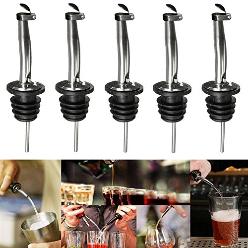 Flasche Ausgießer – Er kamhairaiog 10 Edelstahl-Likör ausgießtüllen Set für Wein-Likör Olivenöl Kaffee Sirup Essig Flaschen C - 4