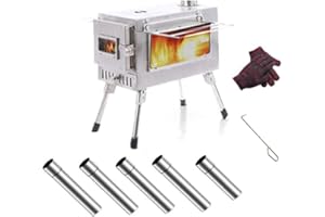 YILWNNCSE Estufa de Carpa Portátil,Estufa de Camping Plegable,Estufa de Leña Plegable Incluye Tubería de Acero Inoxidable de Chimenea,Estufa de Calefacción al Aire Libre,Material de Acero Inoxidable