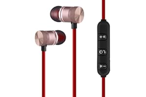 Bewinner - Auriculares Bluetooth portátiles, Auriculares inalámbricos con imanes Integrados, con imán de Goma Suave, Auriculares Bluetooth para (Oro)