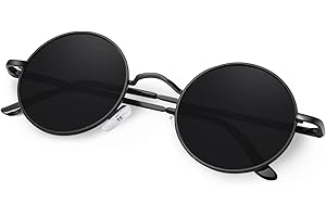 KANASTAL Occhiali da Sole Rotondi Uomo Donna Polarizzati UV400 Tondi Cerchio Vintage Retrò Metallo Cosplay Hippie Piccoli 46mm