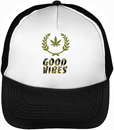 CapWorld Good Vibes Rastaman'S Best Smoke Symbol Men's Baseball Trucker Cap Hat Snapback Black White