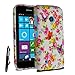 Price comparison product image For Nokia Lumia 530 Stylish Slim Flower Floral Silicone Gel Skin Case Cover & Screen Protector & Retractable Stylus (Colorful Pink Flower)