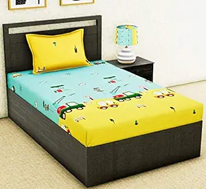 COZY FURNISH Gless Cotton Modern Single bedsheets with 1 Pillow Covers (Yellow, 60
