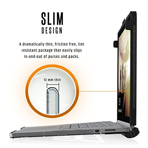 Urban Armor Gear Hardcase f  r Microsoft Surface Book mit Performance Base - Transparent  Microsoft Zertifiziert   L  ftungsschlitzaussparungen   Pen 