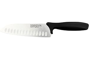 Rockingham Forge Couteau Santoku 17,5 cm - Couteaux de cuisine légers et tranchants en acier inoxydable avec manche noir
