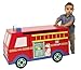 Teamson Kids Childens Wooden Large Storage Treasure Fire Engine Toy Trunk Toy Box Chest On Wheels W-4007A