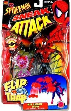 Spider-Man: The Animated Series Flip N Trap Web Catcher Spidey Red and Blue Action Figure