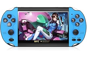 HLF 4,3 pollici console per videogiochi a colori con doppio joystick 3000 giochi integrati supportano arcade e altri 10 simulatori musica video AV OUT batteria al litio ricaricabile (Blu)