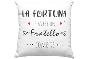 VULFIRE Fratello Federa Cuscino Personalizzato Con Frase Dedica Fortuna Regalo uomo compleanno originale Idee Regali per lui per lei - senza Imbottitura (40_x_40_cm, Fratello)