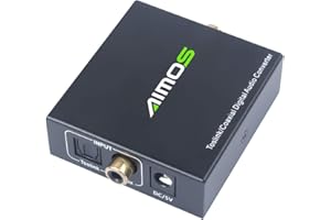 KCEVE Convertisseur Bidirectionnel Optique vers Coaxial, Convertisseur Audio Optique SPDIF (Toslink) avec Fibre Optique et Câble Coaxial