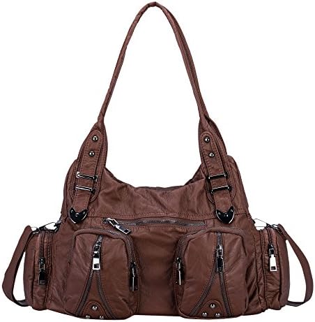 Classic Shoulder Bag Purse Soft Washed Leather Hobo Handbag Crossbody Bag for Women, Brown