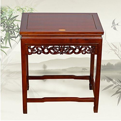 JCRNJSB® Flower Racks, Antique Solid Wood Elm Chinese Style Balcony Rectangle Bonsai Frame Fish Tank Frame Carved Coffee Table Tea Table Flower Shelf Chestnut Red 40 * 60 * 70CM Foldable, flower stand