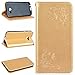 Produktbild VertTek für Samsung Galaxy A3 2017 Schutzhülle Gold Hülle Soft Leder Bookstyle Case Karten Slot Schutzhülle Wallet Tasche Etui Standfunktion Kredit Kartenfächer PU Cover Handyhülle Magnetische Klappe Verschluss Abdeckung Handy-Schutzhülle Elegant Prägung Rose Blume Muster Bumper Case mit Handschlaufe